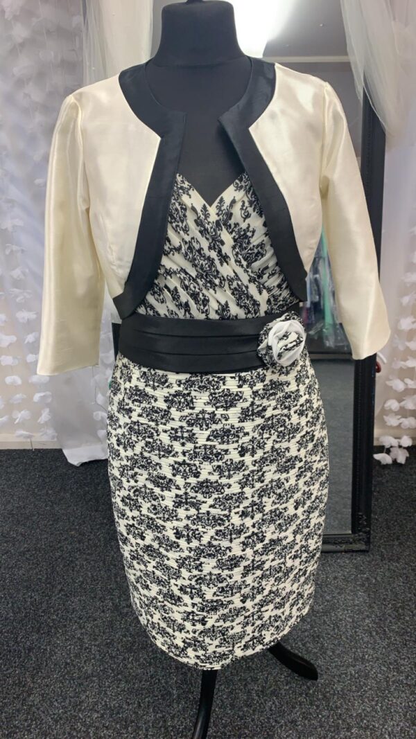 Jacket over Black and Ivory dress for Mother of the Bride from Renata