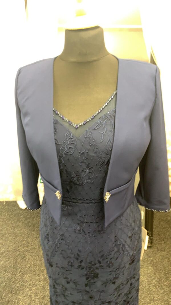 Jacket over Lace Dress with blue gem detail Gino Cerruti Mother of the Bride