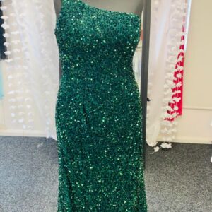 Prom Frocks dress gown in a sequined forest green